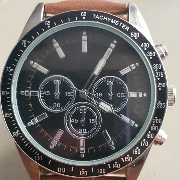 FMD Other - 10/$20 FMDPU144 Silver/Black Leather Men's Watch